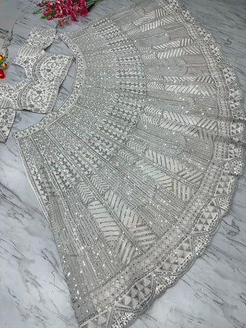 Heavy Flair White Color Marriage Wear Lehenga Choli