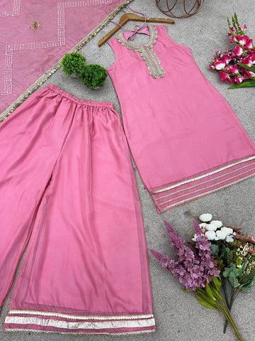 Pink Color Beautiful Sequence Work Sharara Suit