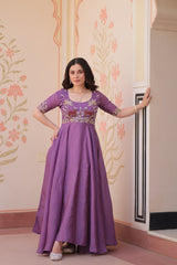 Designer Gold Crush Lavender Color Exclusive Gown