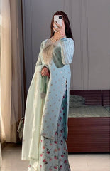 Punjabi Style Sky Blue Color Salwar Suit