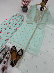 Punjabi Style Sky Blue Color Salwar Suit