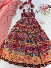 Multicolor Organza Silk Anarkali Gown