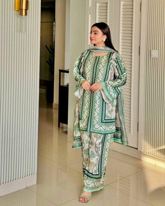 White Color Digital Print Co-ord Set