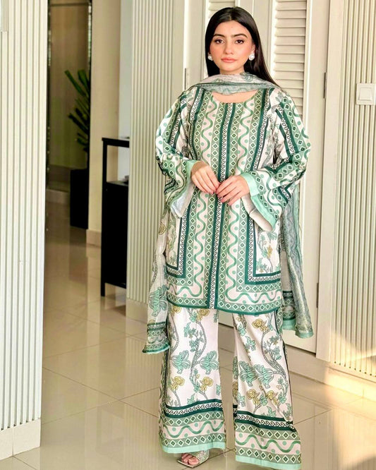 White Color Digital Print Co-ord Set
