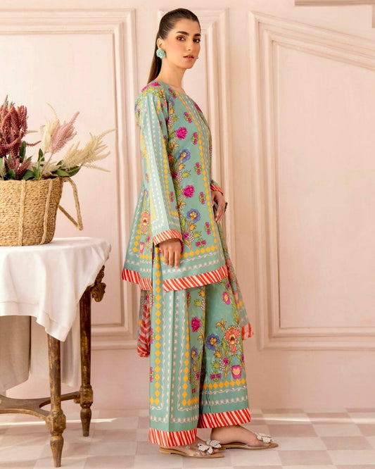 Green Color Digital Print Co-ord Set