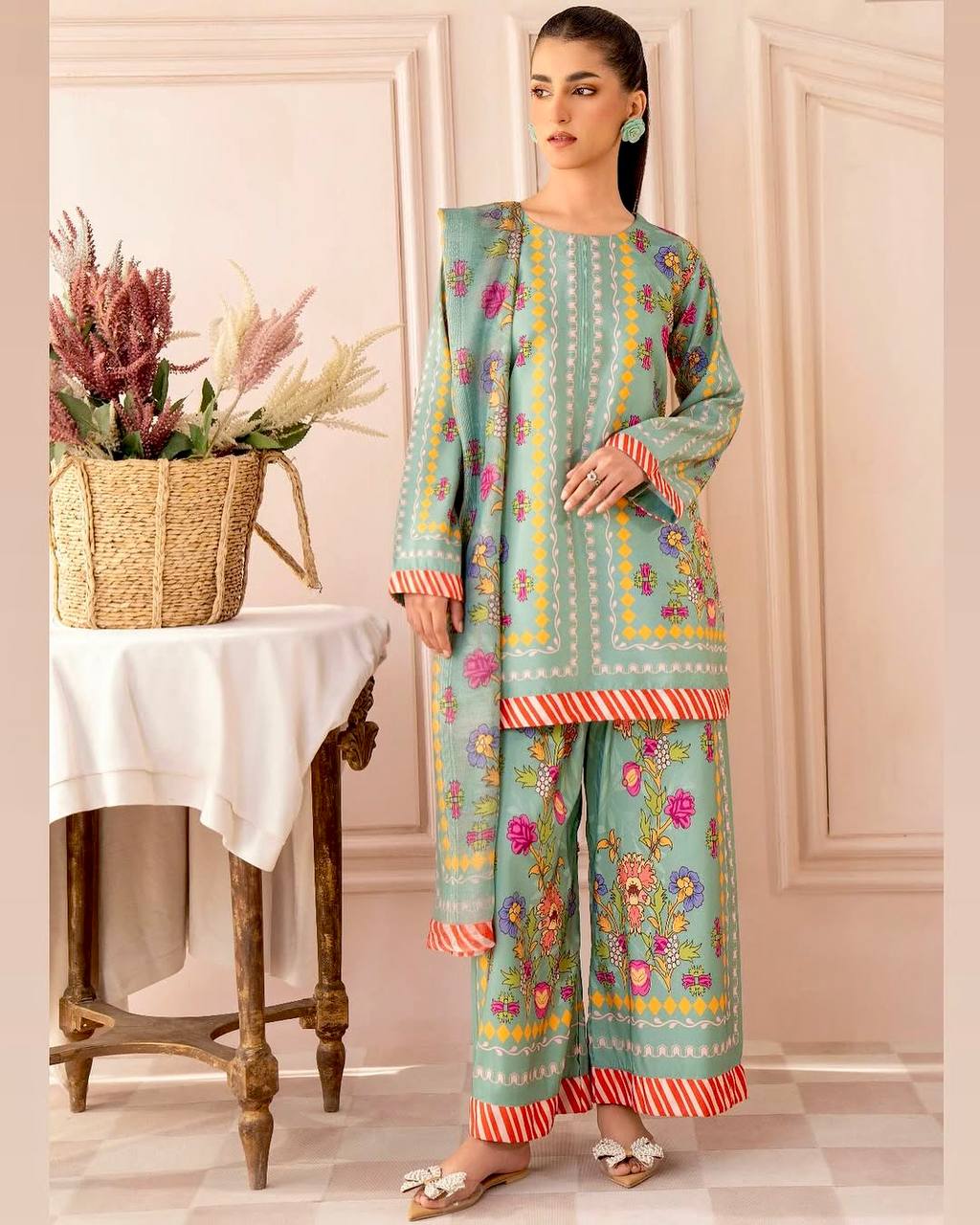Green Color Digital Print Co-ord Set