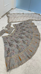 Wedding Wear Grey Color Kasturi Silk Lehenga Choli