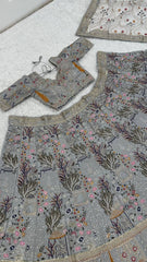 Wedding Wear Grey Color Kasturi Silk Lehenga Choli