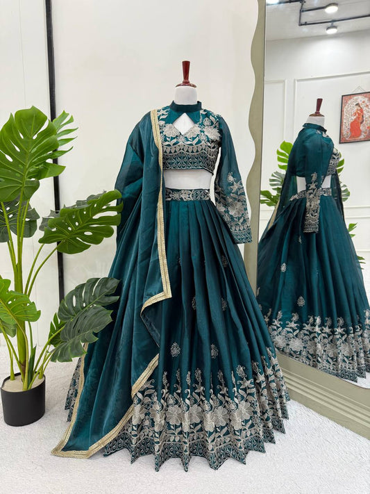 New Full Stitched Teal Blue Color Lehenga Choli