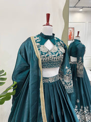New Full Stitched Teal Blue Color Lehenga Choli
