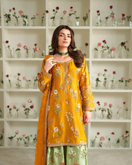 Decent Embroidery Work Yellow Color Salwar Suit