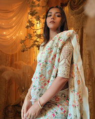 Outstanding Multicolor Embroidery Work Saree