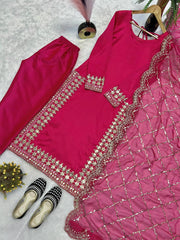 Fantastic Satin Silk Pink Color Salwar Suit