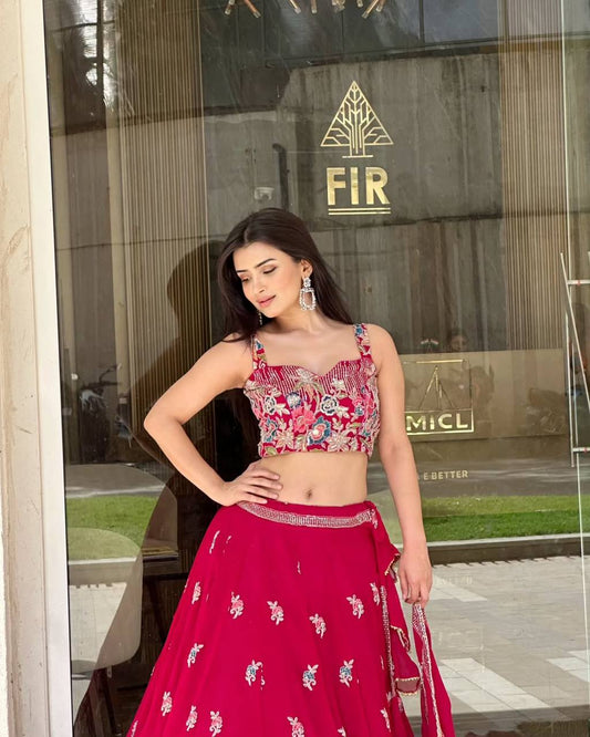 Wedding Special Pink Color Georgette Lehenga Choli