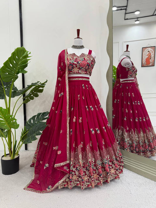 Wedding Special Pink Color Georgette Lehenga Choli