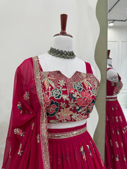 Wedding Special Pink Color Georgette Lehenga Choli