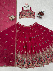 Wedding Special Pink Color Georgette Lehenga Choli