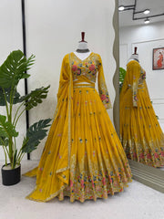 Wedding Special Yellow Color Georgette Lehenga Choli