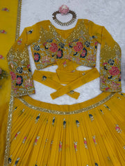Wedding Special Yellow Color Georgette Lehenga Choli