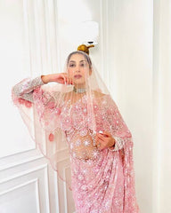 Marriage Special Heavy Work Pink Color Saree