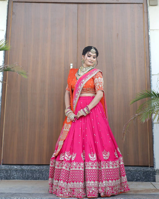 Heavy Work Marriage Special Pink Color Lehenga Choli