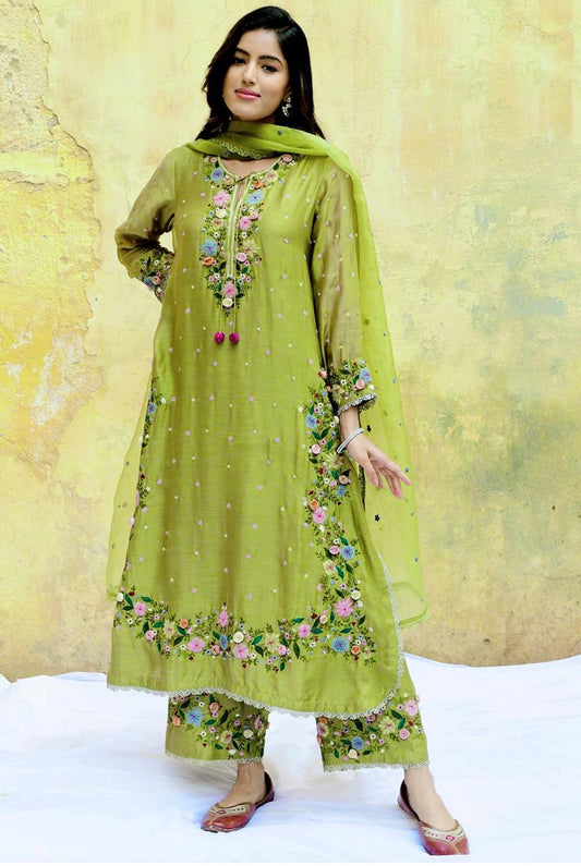 Flattering Green Color Sequence Work Punjabi Suit