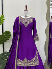 Occasion Wear Purple Color Top With Lehenga