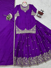 Occasion Wear Purple Color Top With Lehenga