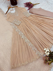 Designer Party Wear Peach Color Exclusive Gown