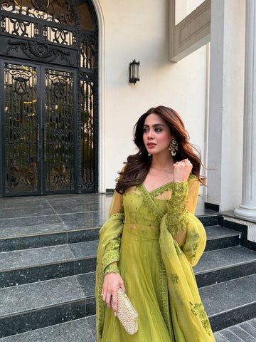 Lemon Color Kediya Style Shrug With Lehenga