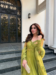 Lemon Color Kediya Style Shrug With Lehenga