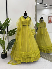 Lemon Color Kediya Style Shrug With Lehenga