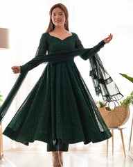 Luxuriant Green Color Sequence Work Anarkali Gown