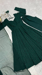 Luxuriant Green Color Sequence Work Anarkali Gown