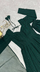 Luxuriant Green Color Sequence Work Anarkali Gown