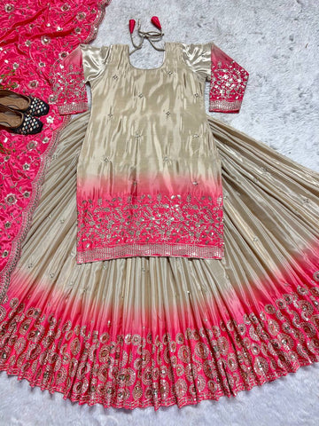 Double Shade Chiku Color Sequence Work Lehenga With Top