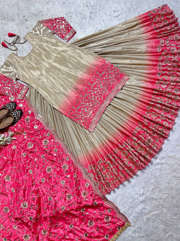 Double Shade Chiku Color Sequence Work Lehenga With Top