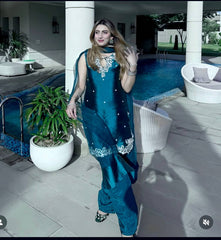 Captivating Heavy Embroidery Work Teal Blue Salwar Suit