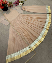 Fully Stitched Peach Color Georgette Long Gown