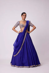 Georgette Blue Color Beautiful Mirror Work Lehenga Choli