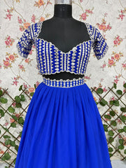 Georgette Blue Color Beautiful Mirror Work Lehenga Choli