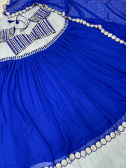 Georgette Blue Color Beautiful Mirror Work Lehenga Choli