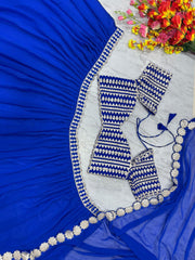 Georgette Blue Color Beautiful Mirror Work Lehenga Choli