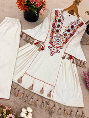 Sequence Work White Color Rakhi Special Palazzo Set
