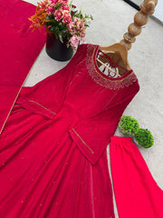 Pink Color Fully Stitched Glimmering Long Gown