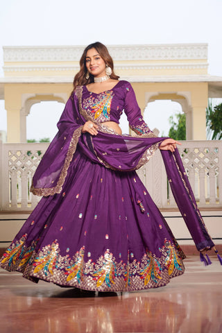 Purple Sequence & Thread Work Lehenga Choli