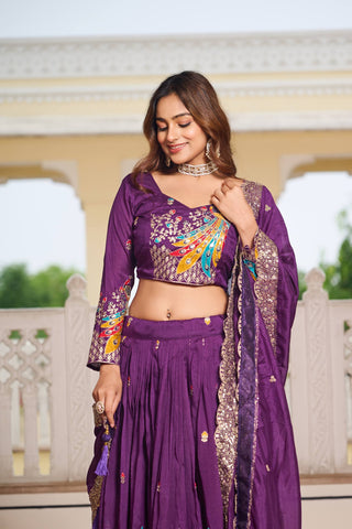 Purple Sequence & Thread Work Lehenga Choli