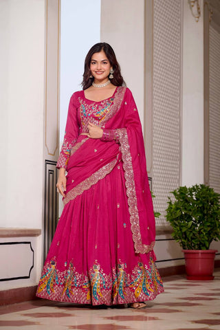 Pink Sequence & Thread Work Lehenga Choli