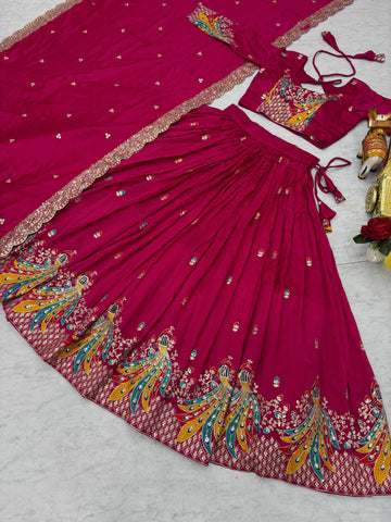 Pink Sequence & Thread Work Lehenga Choli