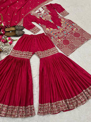 Embroidery Work Pink Color Admiring Sharara Suit